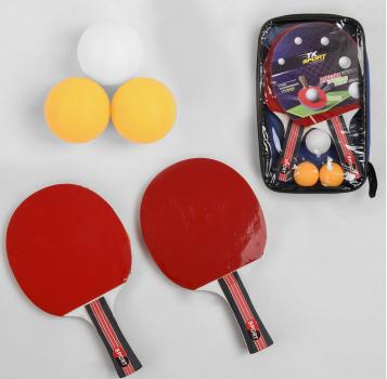Ракетка C 44860 пінг-понгу (50) "TK Sport", 2 шт + 3 кульки, в чохлі
