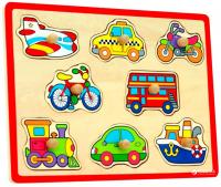 Дерев'яна рамка-вкладиш Viga Toys Кольоровий транспорт (50016) 