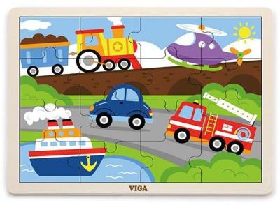 Дерев'яний пазл Viga Toys Транспорт 16 елементів (51456) 