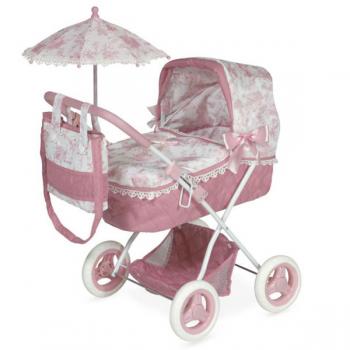 ЛЯЛЬКОВА КОЛЯСКА З ПАРАСОЛЬКОЮ І СУМКОЮ DE CUEVAS 85021 DANIELA (РУЧКА ДО 65СМ)