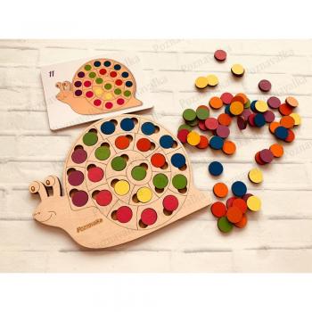 Дерев'яна гра сортер Равлик з великими помпонами Познавалка 44086400 Poznavalka