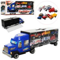 Трейлер MZ997D метал, 37см, контейнер-гараж, машинки 6шт