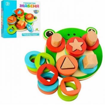 Дерев'яна іграшка сортер MD1253 Limo Toy Геометричний Жабка Монтессорі