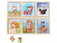 Дерев'яний пазл Ань-Янь 6 в 1 Котики та мишеня