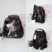 Чорний рюкзак з паєтками  24*23*13 см F-34