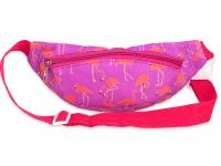 Сумка-бананка на пояс рожевого кольору з принтом фламінго