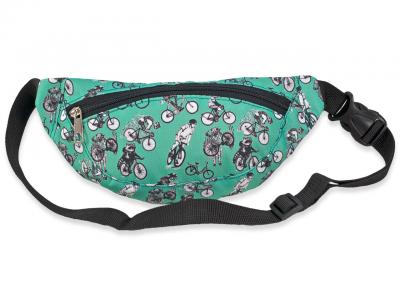 Сумка-бананка на пояс зеленого кольору з принтом