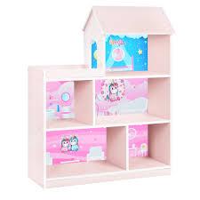 Поличка-будиночок HB-305-1-2 стелаж, 96х117х34 см, рожево-біла, єдиноріг