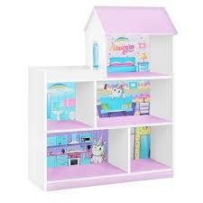 Поличка-будиночок HB-305-5 стелаж, 96х117х34 см, біло-бузкова, єдиноріг