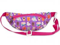 Сумка-бананка фіолетового кольору із зображенням кошенят