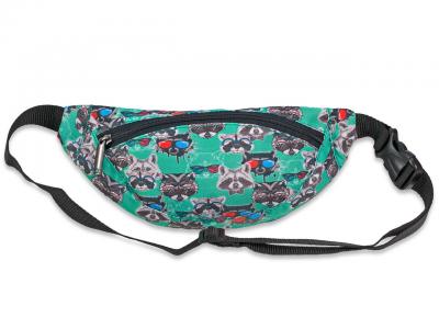 Поясна сумка-бананка зеленого кольору з принтом