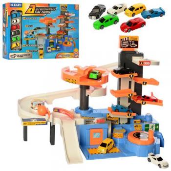 Гараж QL080 ,машинки 6,5 см 6 шт