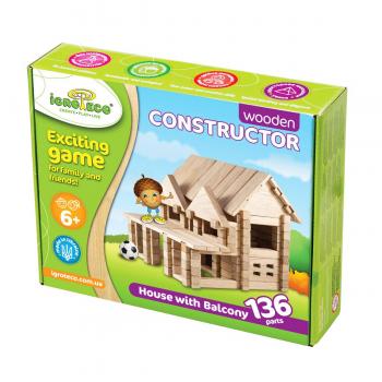 Конструктор дерев'яний для дітей Будиночок з балконом 136 дет. 900248