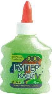 Клей неон глітер (для слаймов) салатовий на PVA-основі, прозорий, 88мл. ZB.6114-15 ZiBi