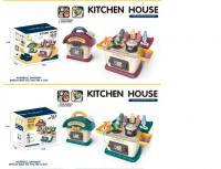 Кухня 917 2в1(будиночок), плита, посуд, продукти, 2кольори, муз., світло, пара,бат.,кор.,28-25-14см.