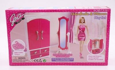 Меблі для ляльок Gloria 3009 гардероб із дзеркалом і аксесуарами