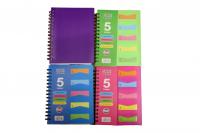 Блокнот Subject А5 120 аркушів клітинка з 5-ма розділами на спіралі обкладинка ПВХ асорті (8811-А5)
