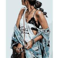 Набір для розпису по номерах VA-0738 "Стильна дівчина 2", розміром 40х50 см