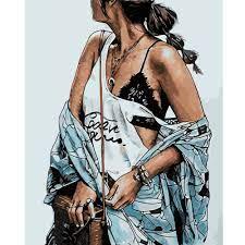 Набір для розпису по номерах VA-0738 "Стильна дівчина 2", розміром 40х50 см