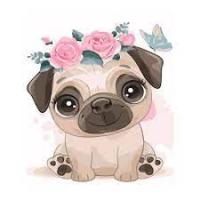 Набір для розпису по номерах SV-0093 "Малятко мопс з віночком", розміром 30х40 см