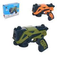 Мильні бульбашки 376 пістолет, 18см, світло, запаска 7см2шт, 2 кольори, на бат-ке, в кор-ке,20,5-16-5,5см