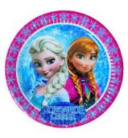 Тарілки 18см (10 шт) в стилі "Холодне серце" паперові одноразові