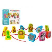 Дерев'яна шнурівка "Веселі малюнки" тварини, LimoToy, MD1263