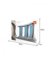 Конструктор 3D Wange 4217 Архітектура Готель Марина Бей Сендс, Сінгапур Блакитний/Сірий на 881 деталь 