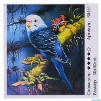 Алмазна мозайка R 8451 (30) "TK Group", "Синій папуга", 30х40см, великі алмази, в коробці