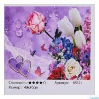 Алмазна мозайка R 8321 (30) "TK Group", "Квіткова романтика", 40х30см, великі алмази, в коробці