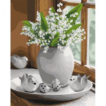 Картина по номерам - Конвалія на підвіконні (КНО3077)