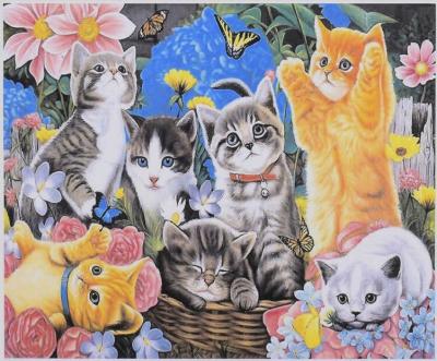 Картина за номерами + Алмазна мозаїка 2в1 "Кошенята", розмір 50х40см. YHDGJ75500 