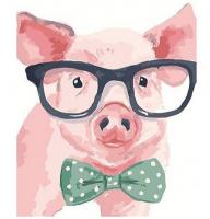 Набір для розпису по номерах SV-0015 "Порося в окулярах", розміром 30х40 см																		