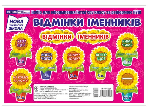 НУШ Набір карток. Відмітки іменників. Соняшник