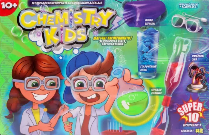 Науково-освітній набір для проведення дослідів Danko Toys Chemistry Kids 10 експериментів
