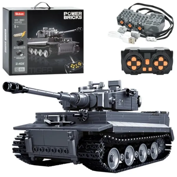 Конструктор SLUBAN M38-B0851 танк, радіокер., 2.4G, акум., 814 дет., USB, кор., 42,5-38-12,5 см.