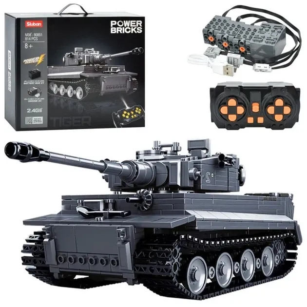 Конструктор SLUBAN M38-B0851 танк, радіокер., 2.4G, акум., 814 дет., USB, кор., 42,5-38-12,5 см.