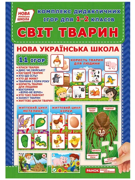 Світ тварин комплект дидактичних карток для 1-2 класів