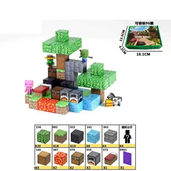 Магнітний Конструктор Блоки Minecraft (77 деталів  TB-07
