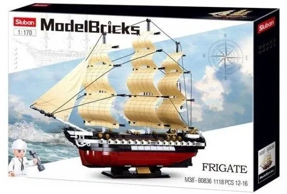 Конструктор SLUBAN M38-B0836 "Model Bricks": Фрегат ІХ-21, 1:170, 1118 дет.